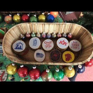 Wood & Glass Glitter Ball Christmas Ornaments